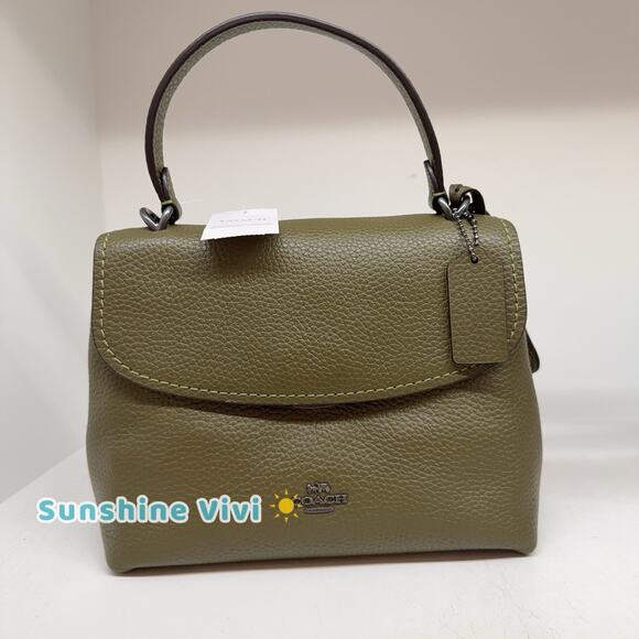 NWT Coach Emory Top Handle Bag Soft pebble leather CCE53 QBOLV Olive - Picture 1 of 13